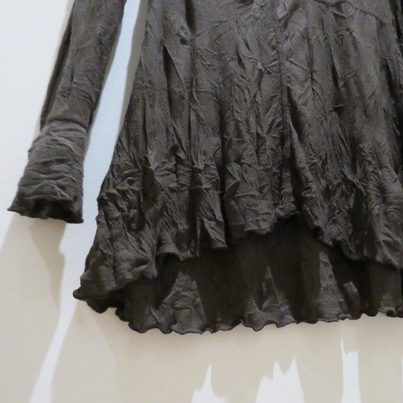 SNOSKINS Cowl Neck Crinkle Lagenlook Art To Wear Tunic Top in Chocolate Brown - Picture 9 of 14